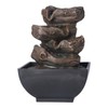 Tabletop Water Fountain Resin with Cascading Rock Waterfall and LED