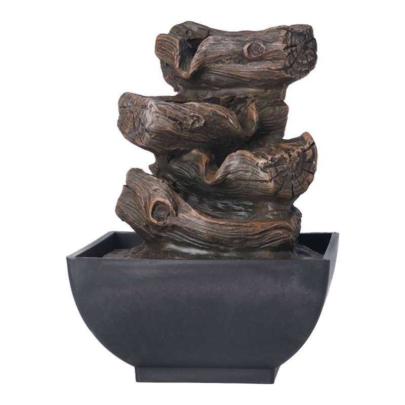 Tabletop Water Fountain Resin with Cascading Rock Waterfall and LED