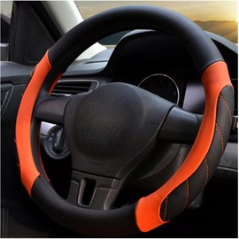 Mayco Bell Unisex's Soft Fiber Leather Braid On The Steering-Wheel Of Car Steering Wheel Cover (Orange)