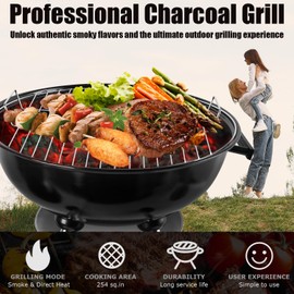 Ayiusideza 18 inch red lid classic portable apple stove charcoal grill - outdoor mobile barbecue master, suitable for courtyard gatherings, friend camping, outdoor exploration and other scenes(red)
