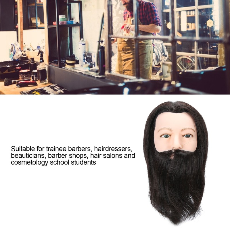 Salon Male Mannequin Head Human Hair Practice Hairdressing Training Head