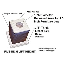 Steve's Gift Shoppe Bed Lifter - Bed Riser - Desk Lifter for 1 1/4-Inch Diameter Furniture Legs (5-Inch Lift, No Felt Bottom)