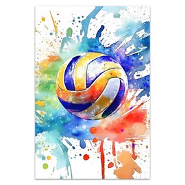 Bvkilrvc Unframed Canvas Wall Art, Colorful Volleyball Sport Wall Decor Print Painting Gift Wall Living Room Bedroom Home Office Decoration Painting Unframed 16x24inch