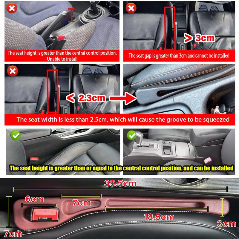 Car Seat Gap Filler (Side Seam Plug Strip, 2pcs)