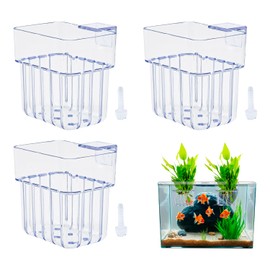 Fish Tank Plant Holder, 3PCS with Hooks Hanging Aquarium Planter Cups for Aquaponic Plant Cultivation and Water Feature Decoration