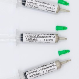 TechDiamondTools Kit of 3 Diamond Polishing Compound Polishing Paste USA Made 1500 3000 5000 Grit for Marble Glass Metal Rock Jewelry Resin Silver Gemstone with 10% of Diamond Powder