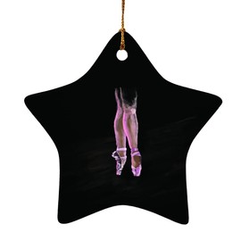 GRAPHICS & MORE Ballet Slippers Pink Black Ballerina Dance Dancing Star-Shaped Porcelain Holiday Christmas Tree Ornament - 3.1"