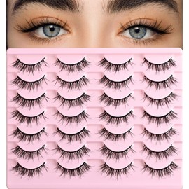 FenixLash False Eyelashes Natural Lashes Wispy Fake Eyelash Cat Eye Strip Lash Mink Lashes Pack Fluffy Eye Lashes Natural Look Short Cateye Lash Strips (Natural Fairy)