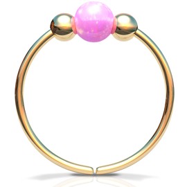 Pink Opal Septum Jewelry - 20 gauge Septum piercing - 14k Gold Filled Septum jewelry - Septum hoop