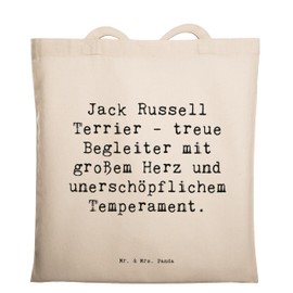 Mr. & Mrs. Panda Tote Bag Saying Jack Russell Terrier - Gift, Adventure Desire, Tireless Energy, Loyalty, Laptop Bag, Dog Breeds, Shopping Bag, Pet, Dog Breeds Care, Clever, White, Hand Drawn