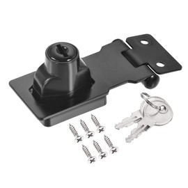 MECCANIXITY 2.5 Inch Keyed Alike Hasp Lock Zinc Alloy Twist Knob Locking for Cabinet Door Cupboard, Black