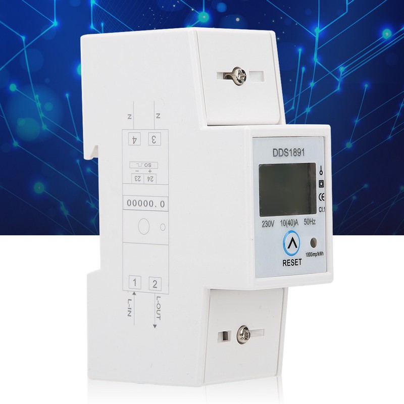 Single Phase Din Rail Energy Meter Electricity Power 50Hz LCD