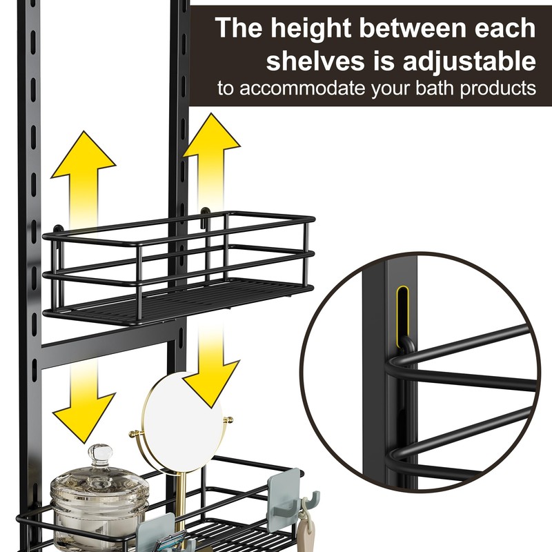 Orimade Adjustable Anti-Slip Hanging Shower Caddy Over Shower Head,Rustproof Bathroom