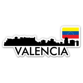 Squiddy Valencia Venezuela City Skyline Country Flag - Vinyl Sticker (8" Wide)
