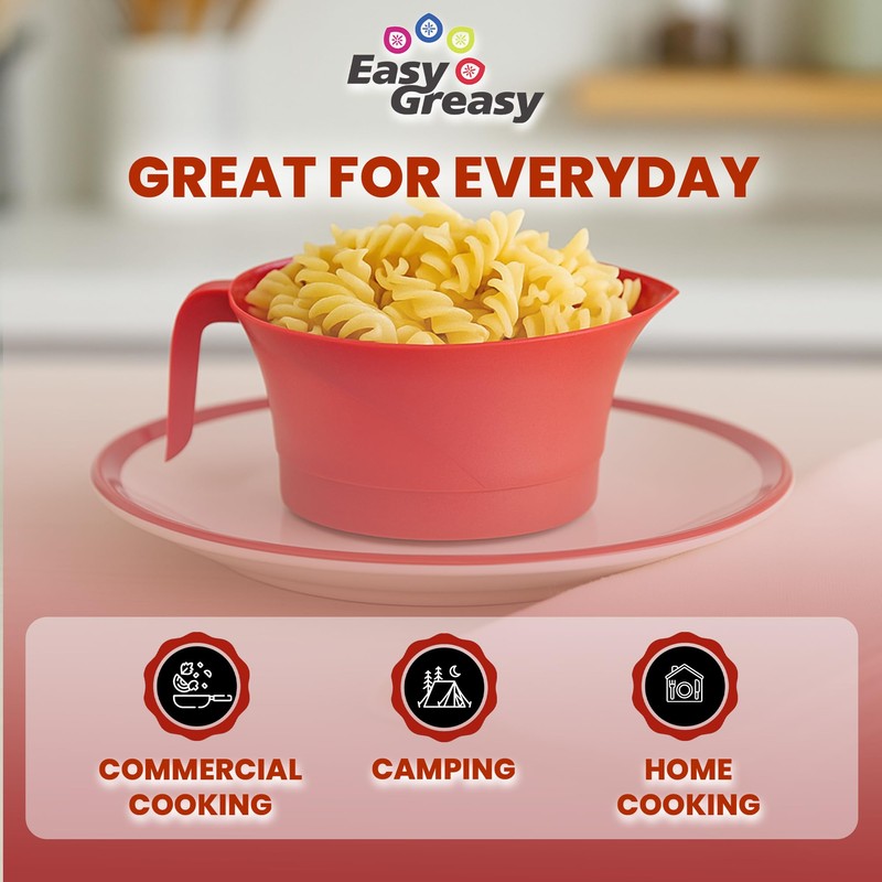 Easy Greasy Colander Grease Strainer With Handle And Container, Catch