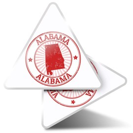2 x Triangle Stickers 10 cm - Alabama USA Stamp America Fun Decals for Laptops,Tablets,Luggage,Scrap Booking,Fridges #9287