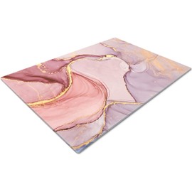 Chopping Board | Glass Chopping Boards for Kitchens | Glass Worktop Savers for Kitchen | Cutting Boards for Kitchen | Chopping Board Non Slip | Small Chopping Board | Marble Effect Pink Gold