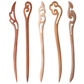 Pack of 5 Wooden Hair Sticks, Vintage Chinese Hairpin, Retro Hair Sticks, Chinese Style Hair Sticks, Women Hair Sticks, Wooden Hair Clips, Ebony Hair Clips, for Women and Girls (G)