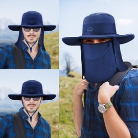 Sun Cap Fishing Hats UPF 50+ Wide Brim Outdoor Protection Hat with Face & Neck Flap Cover