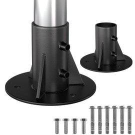 CHICAURA 2 Pack 1-7/8" Chain Link Fence Post Base, Heavy Duty Round Post Bracket & Floor Flange for Fence, Mailbox, Flag Pole, Includes 304 Stainless Steel Hardware