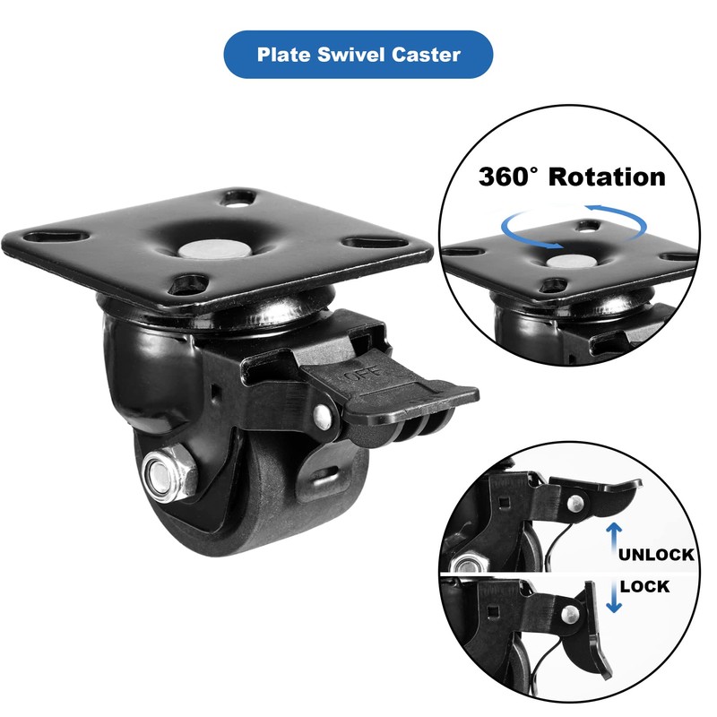 W B D WEIBIDA 2-inch Plate Swivel Caster Wheels Set