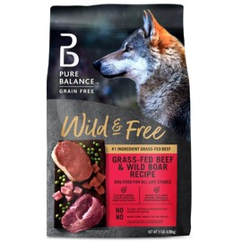 Pure Balance Grain-Free Wild & Free Grass-Feed Beef & Wild Boar Recipe Dry Dog Food, 11 lbs
