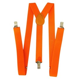 Glowtopia Neon Trouser Braces - Adjustable trouser braces for Men and Women in Neon Yellow, Orange, Green and Pink (Neon Orange)