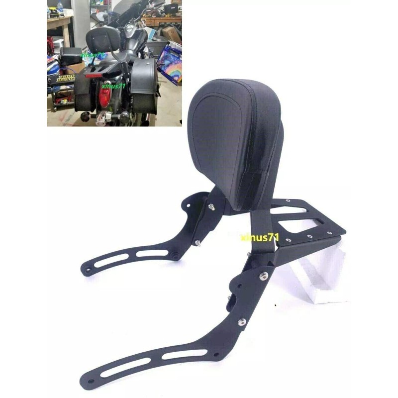 JMei BLACK Sissy Bar Backrest with Luggage Rack For Kawasaki