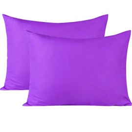 BEDSUM Juego de 2 fundas de almohada de microfibra estándar suaves, resistentes a las arrugas y de fácil cuidado con cierre de sobre para niños, 20 x 26 pulgadas, color morado
