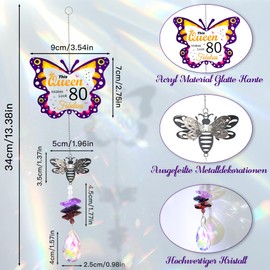 80th Birthday Gifts For Women, 80th Birthday Decorations, Crystal Suncatcher Gifts for Mum, Sister, Nan, Nanny, Nana, Auntie, Wife, Friends, Party Decoration 1945 80th Gift idea for Women