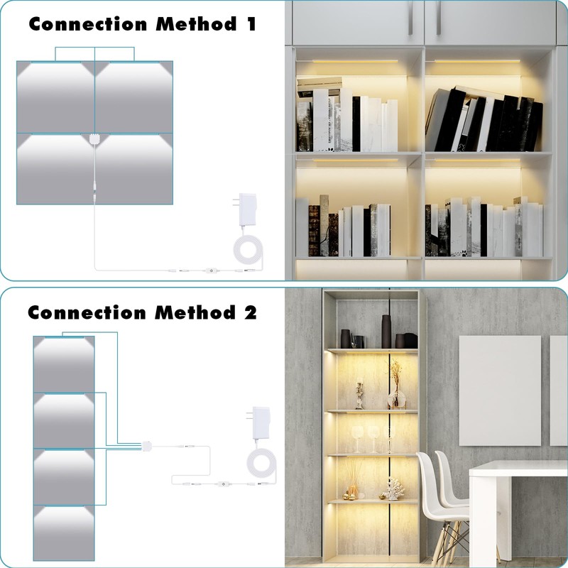 JUSJUBR 4PCS x 12inch Sector Display Cabinet Lights, Dimmable LED