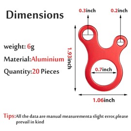 SATINIOR 20 Pieces Aluminum Alloy Guyline Cord Adjuster Tent Tensioners Rope Adjusters for Outdoor Camping Hiking, Red