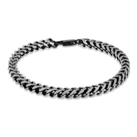 Metro Jewelry Foxtail Chain Bracelet for Men in Stainless Steel with Black Ion Plating - 9 Inches Long with Lobster Claw Clasp