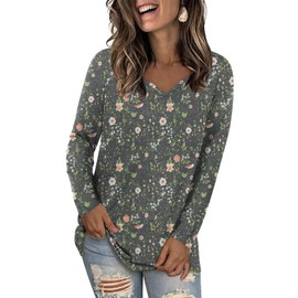 LONGYUAN Womens Long Sleeve Shirts Comfily Tops New Year Basic V-Neck Winter Tunics Hope Green Large