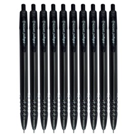 DIGNO Crysta Retractable Ballpoint Pens, BLACK, Medium Point (1.0mm), Pack of 10, Multipack, Smooth Ball Pens, Ideal for School Home Office Everyday Use