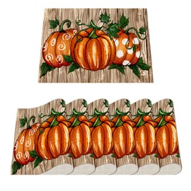 Fall Placemats, Fall Placemats Set of 6, Fall Decorations for Home, 12 * 18 Inch Vintage Pumpkin Placemats, Seasonal Fall Table Runners for Outdoor Home Party Catering Decoration