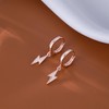 Reffeer Solid 925 Sterling Silver Lightning Bolt Drop Hoop Earrings