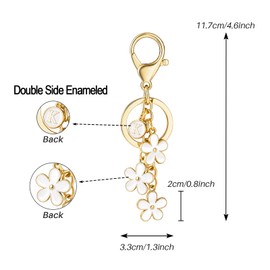SELOVO Initial Keychain White/Pink Flower Charms for Key Cute Letter Keyring for Handbag Backpack, White-k
