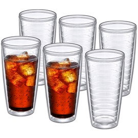 Amazing Abby - Alaska - 24-Ounce Insulated Plastic Tumblers (Set of 6), Double-Wall Plastic Drinking Glasses, All-Clear Reusable Cups, BPA-Free, Shatter-Proof, Dishwasher-Safe