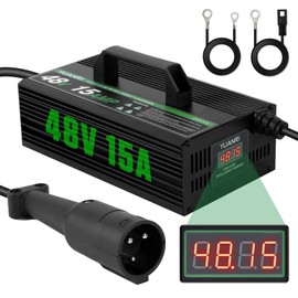 Club Car 48V 15A Golf Cart Battery Charger, 16 FT Cord with Trickle Charge for 48V Lead Acid Batteries