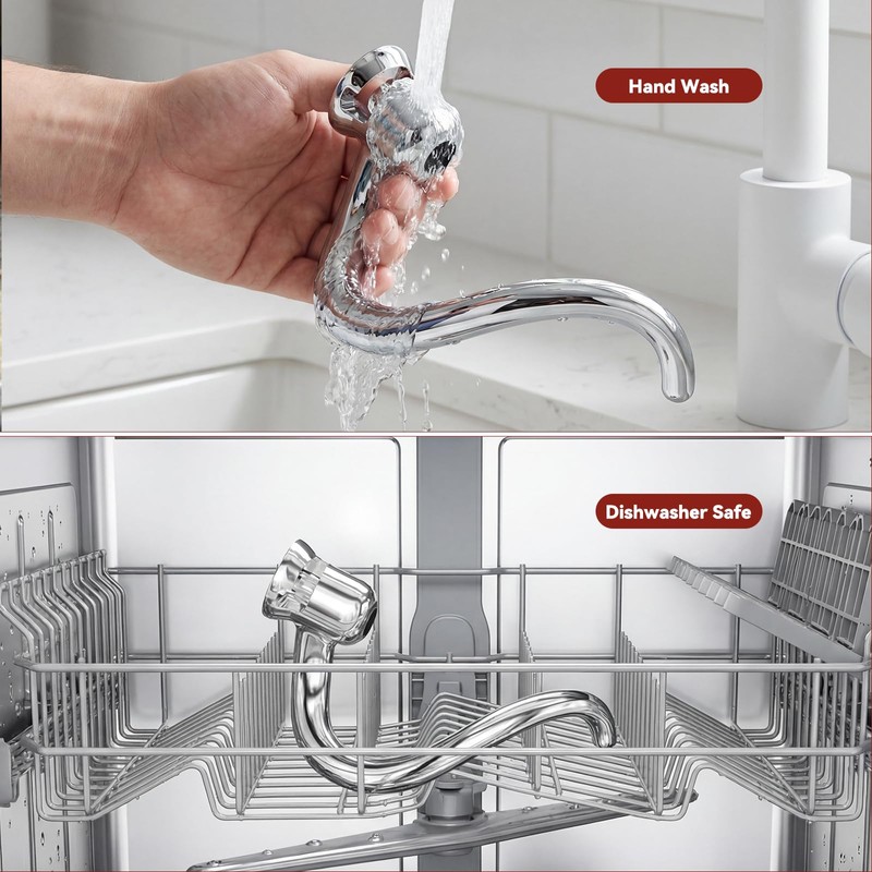 Stainless Steel Spiral Dough Hook Replacement Compatible with KitchenAid 4.5-5