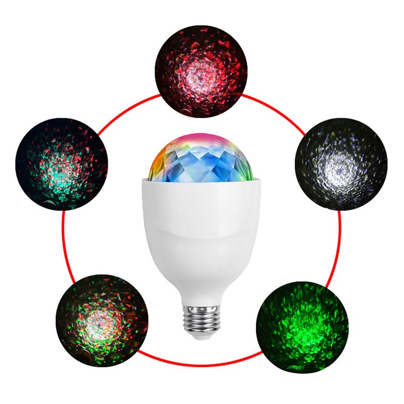 Disco Ball Lamp Bulb E27 Sound Activated Remote Control RGB
