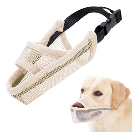 Crazy Felix Nylon Dog Muzzle for Small Medium Large Dogs, Air Mesh Breathable and Drinkable Pet Muzzle for Anti-Biting Anti-Barking Licking (XXS, Beige)