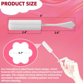 (30-Pack) Calvana White Absorbing Sponge, Awkward Essentials, Soft and Comfortable Design, Long Handle Easy Grip, Individually Packaged