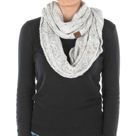 Funky Junque Womens Infinity Scarf Cable Knit Wrap - Confetti Ivory