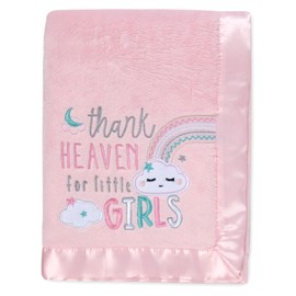 30x40 Fleece Baby Nursery Blanket with Satin Trim for Boys, Girls, and Unknown Gender Baby (Thank Heaven Girl 2)