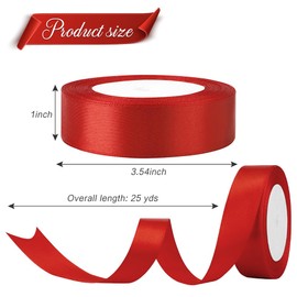 Red Ribbon Satin Ribbon 1 inch 25 Yards Red Ribbon Week Fabric Ribbon Silk Ribbon for Gift Wrapping Invitation Floral Hair Balloons Craft Sewing Party Wedding Popsicles Decoration