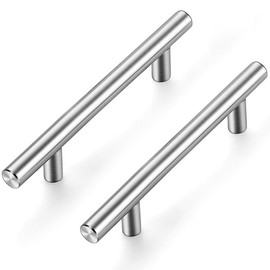 Ravinte Pack of 10 Silver Furniture Handles, T Bar Handles for Kitchen Cabinets, 89 mm Hole Centre, Cabinet Handles, Rustproof Stainless Steel Furniture Door Handles