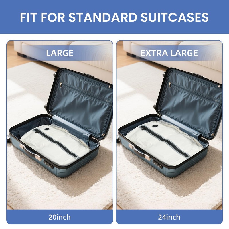BAGAIL TPU Vacuum Bag for Travel, Reusable Compression Bag with