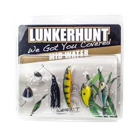 LUNKERHUNT Midwater Combo – 4 Lures: Impact Jolt, Distress, Shock & Thump | Versatile Fishing Lures for Midwater Action | Perfect for Bass, Walleye & More